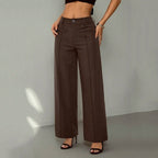 Women's Elegant Wide-Leg Fabric Trousers