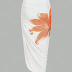 Women's Swimsuit with Elegant Floral Design and Matching Wrap Skirt