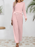 Women's Casual Ribbed Lounge Set with Elastic Waist