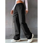 Women's Cargo Pants with Elastic Waistband and Practical Side Pockets