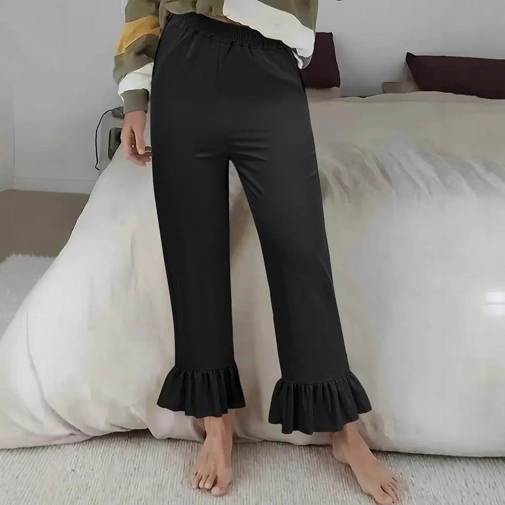 Women's Casual Pants with Ruffle Hems