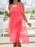 Women's Asymmetrical Chiffon Dress with Flowing Cut