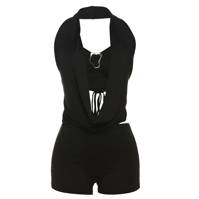 Women's Leopard Print Halterneck Overall