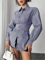 Women's Fashionable Shirt Blouse with Belt