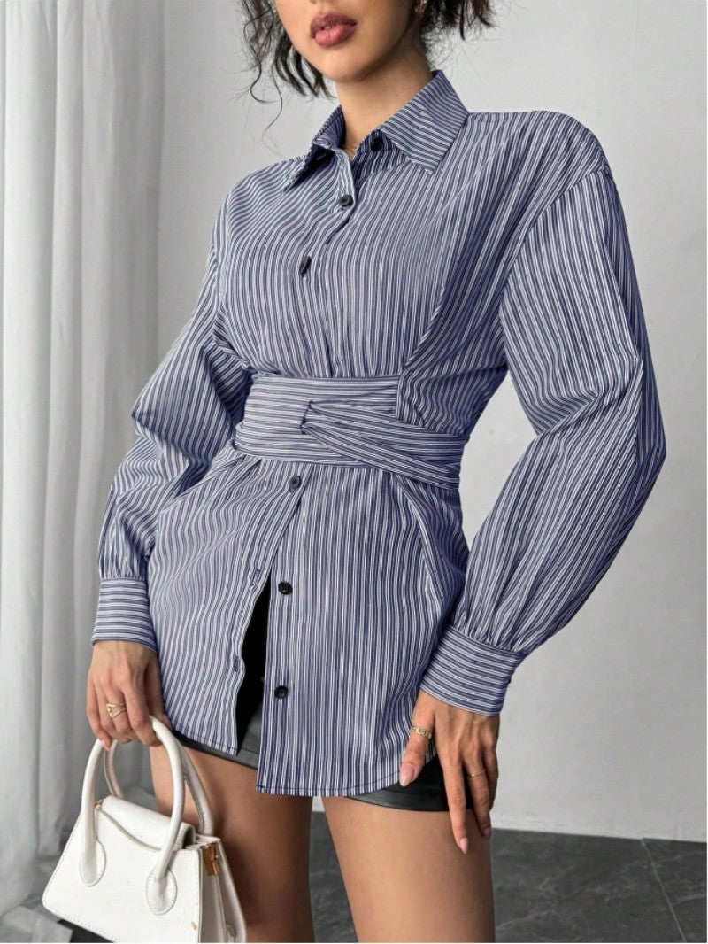 Women's Fashionable Shirt Blouse with Belt