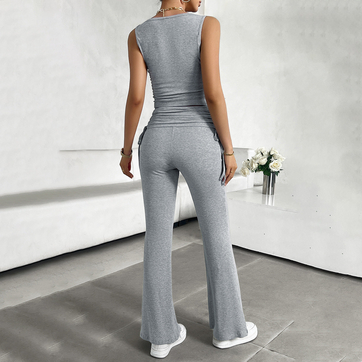 Women's Functional Sleeveless Top and Flowing Pants Set