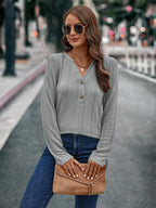 Women's Long-Sleeve Blouse with Textured Pattern
