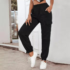 Women's Cargo Pants with Elastic Waist and Practical Pockets