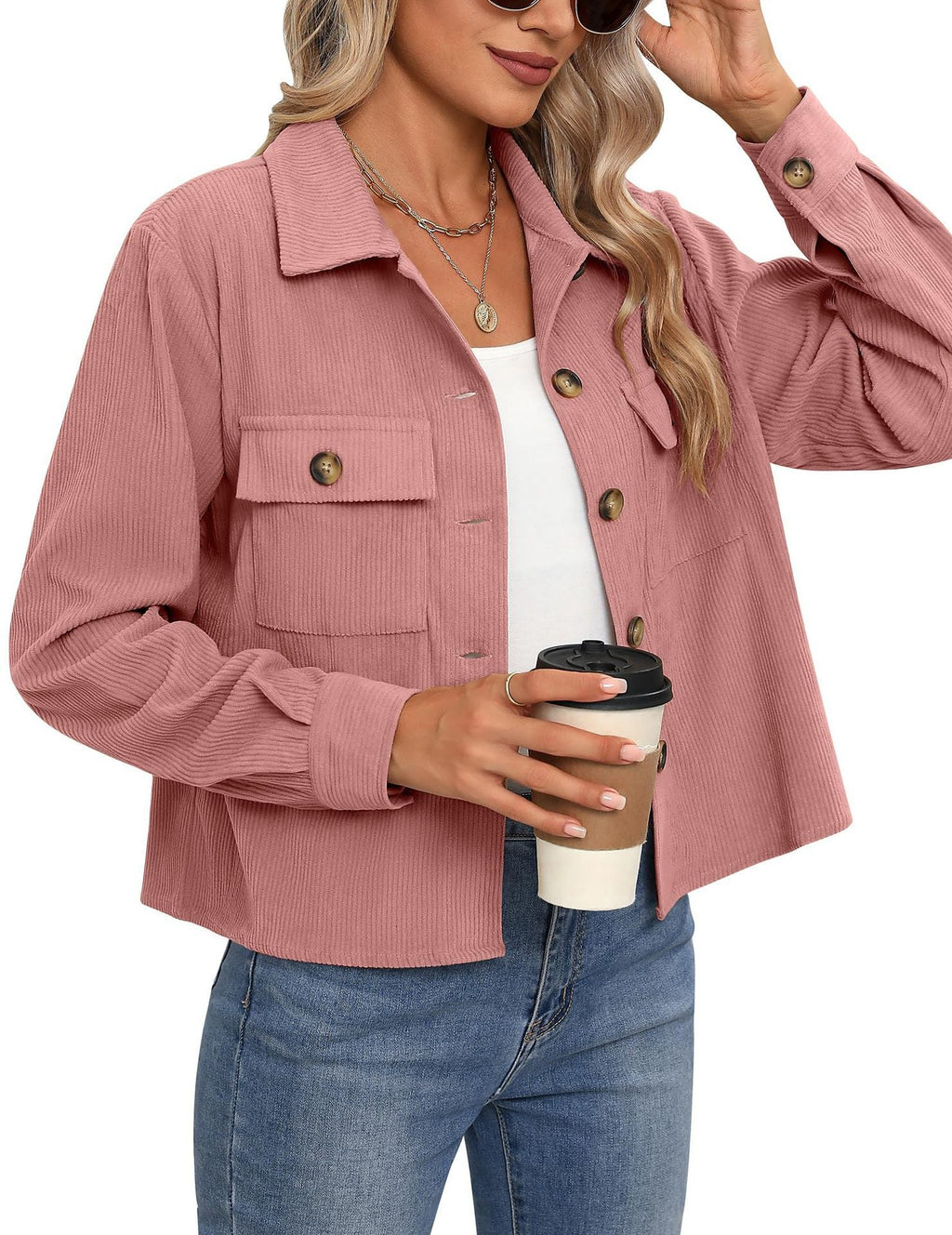 Women's Corduroy Jacket with Two Chest Pockets