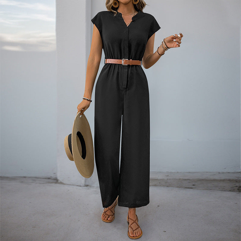 Elegant Wide-Leg Jumpsuit with Adjustable Belt