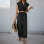 Elegant Wide-Leg Jumpsuit with Adjustable Belt
