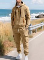 Men's Half-Zip Hoodie and Cargo Jogger Set