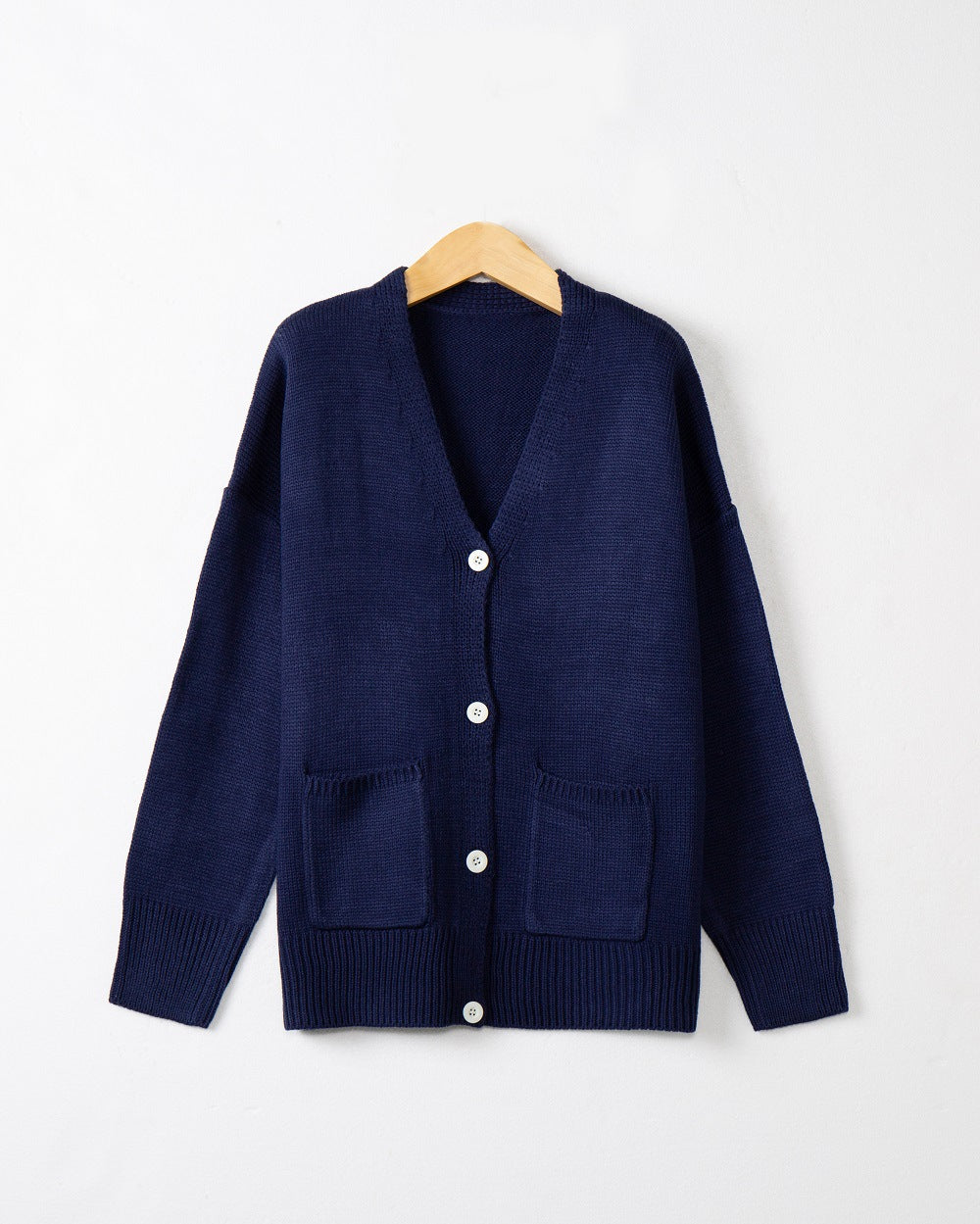 Women's Chunky Knit Cardigan with Pockets and V-Neck