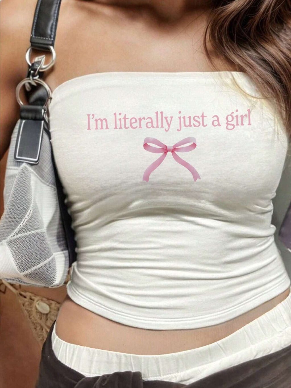 Women's Bandeau Top with Bold Statement Print
