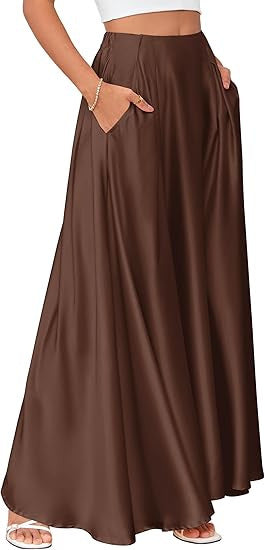 Women's Maxi Skirt with Elegant Pleats and Practical Pockets