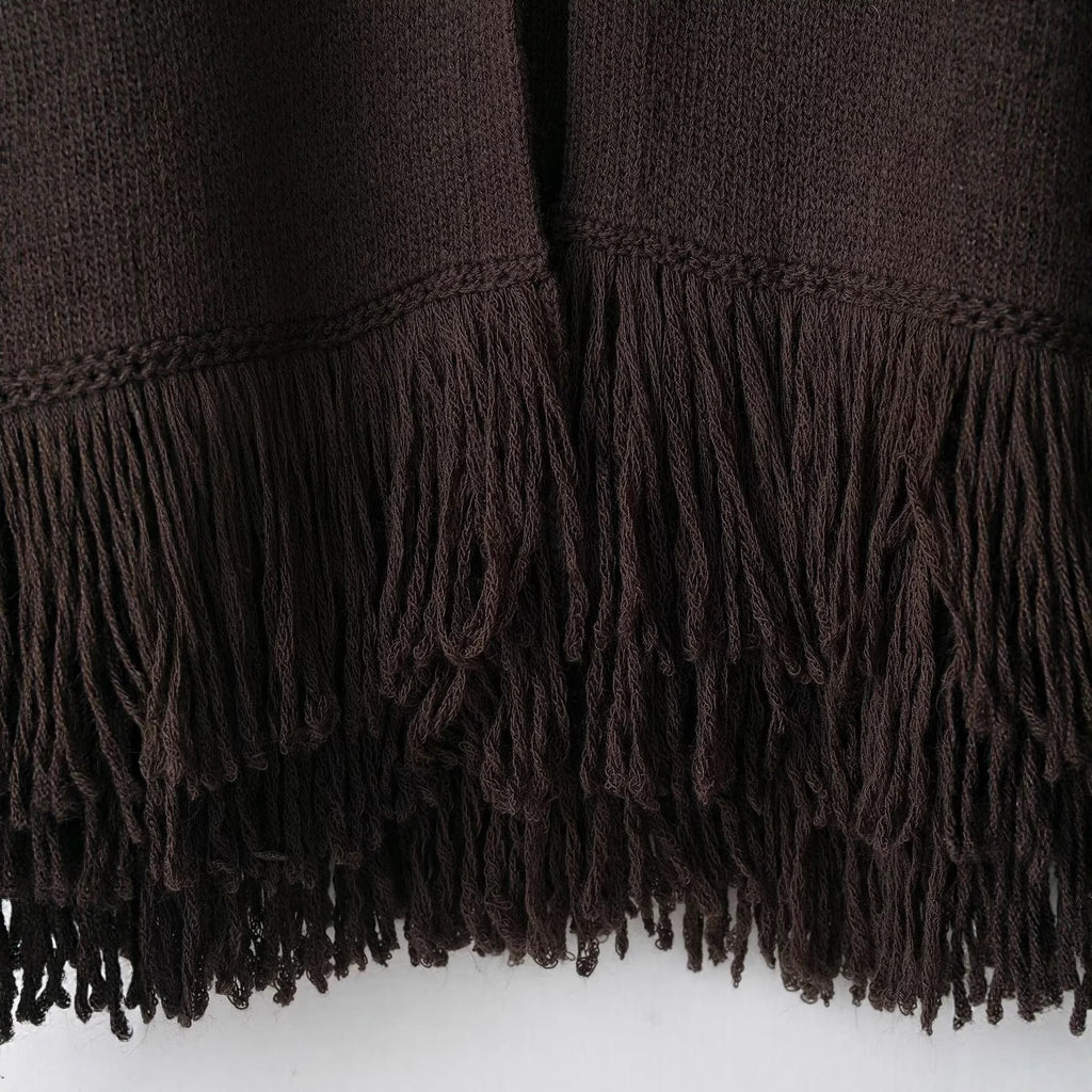 Women's Fringe Cardigan with Elegant Button Closure