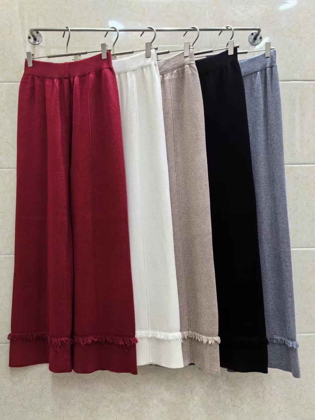 Women's Elegant Wide-Leg Trousers with Fringe