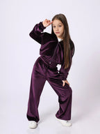 Women's Comfortable Velvet Suit with High-Neck Zipper
