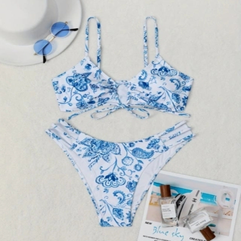 Women's Swim Set with Floral Print and Adjustable Straps