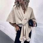 Elegant Poncho with Luxurious Faux Fur Trim