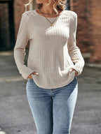 Women's Casual Sweater with Elegant Lace Detail