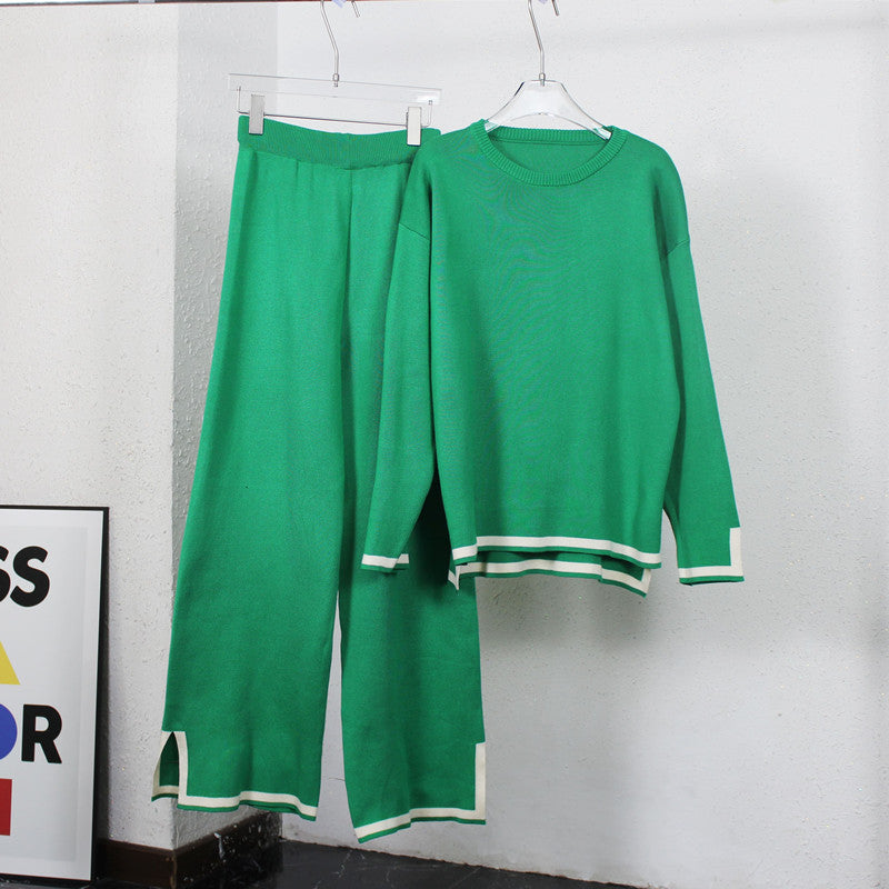 Women's Relaxed Loungewear Set with Contrast Hem Details