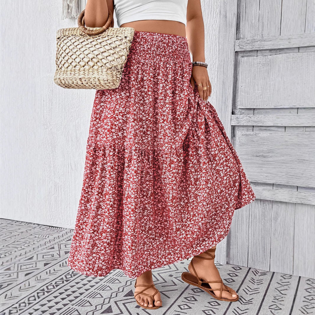 Women's Maxi Skirt with Flowing Cut and Floral Design