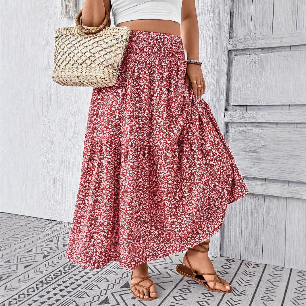 Women's Maxi Skirt with Flowing Cut and Floral Design