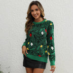 Women's Coated Sweater with Festive Motif