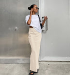 Women's High-Waisted Maxi Skirt with Side Slit