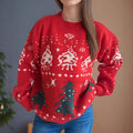 Women's Knit Christmas Sweater with Festive Motifs