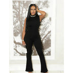 Elegant High-Neck Fitted Jumpsuit