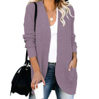 Women's Casual Knit Coat with Pockets and Open Front