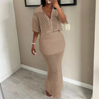 Crochet Crop Top and Maxi Skirt Set