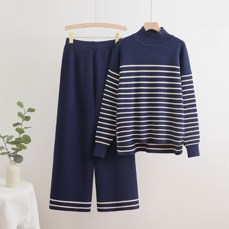 Women's Striped Knit Loungewear Set