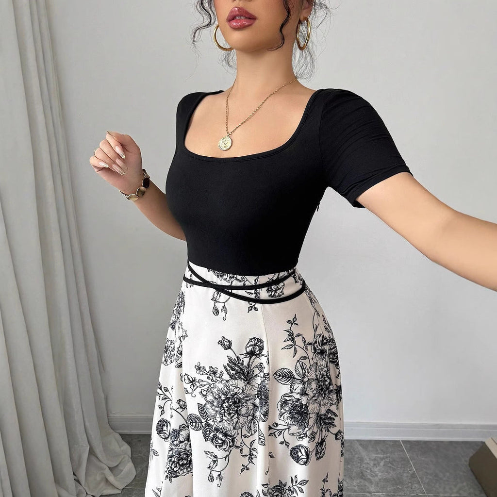 Women's Elegant Maxi Skirt with Floral Pattern