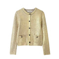 Women's Elegant Cardigan with Glitter and Pockets