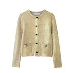 Women's Elegant Cardigan with Glitter and Pockets