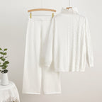 Women's Cozy Knit Loungewear Set with High Neck