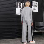 Women's Fashionable Leisure Loungewear Set with Modern Contrast Details