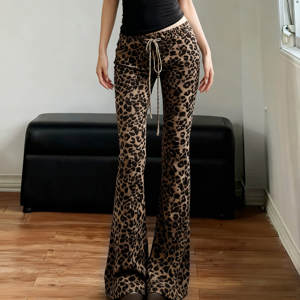 Women's Flared Leopard Print Pants