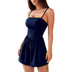 Women's Casual Jumpsuit with Adjustable Spaghetti Straps and Elastic Waist