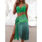Women's Swimsuit Set with Colorful Wrap Skirt and Comfortable Top