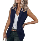 Women's Sleeveless Blazer in Modern Cut with Deep Pockets