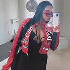 Women's Cropped Faux Leather Jacket with Contrast Details