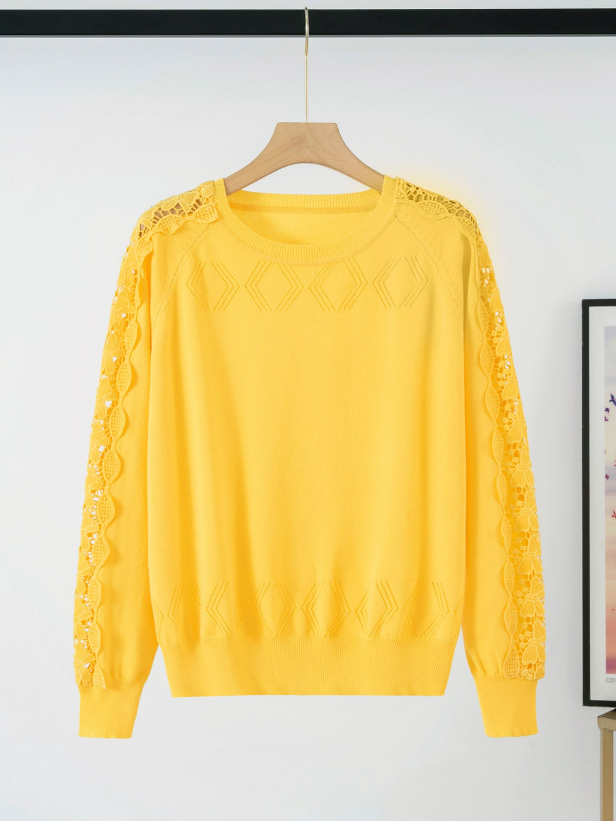 Women's Elegant Sweater with Lace Sleeves