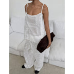 Women's Airy Lounge Set with Romantic Embroidery