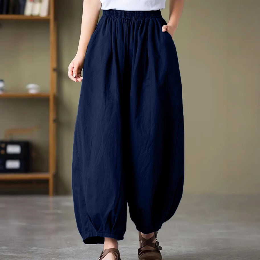 Women's Comfortable Loose Harem Pants with Elastic Waistband