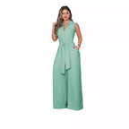 Women's Airy Jumpsuit with Belt and Pockets