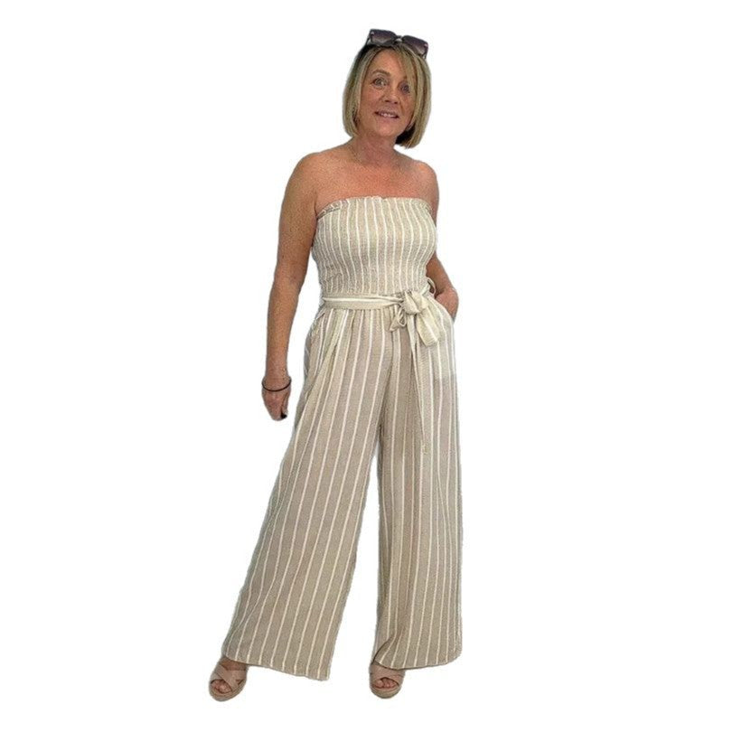 Elegant Striped Jumpsuit with Belt
